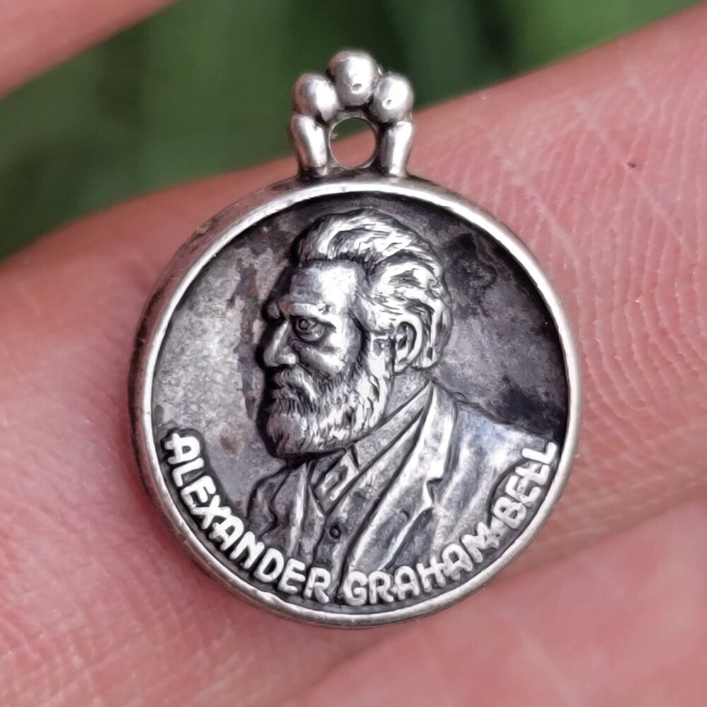 Vintage sterling silver 925 Alexander Graham Bell bracelet charm